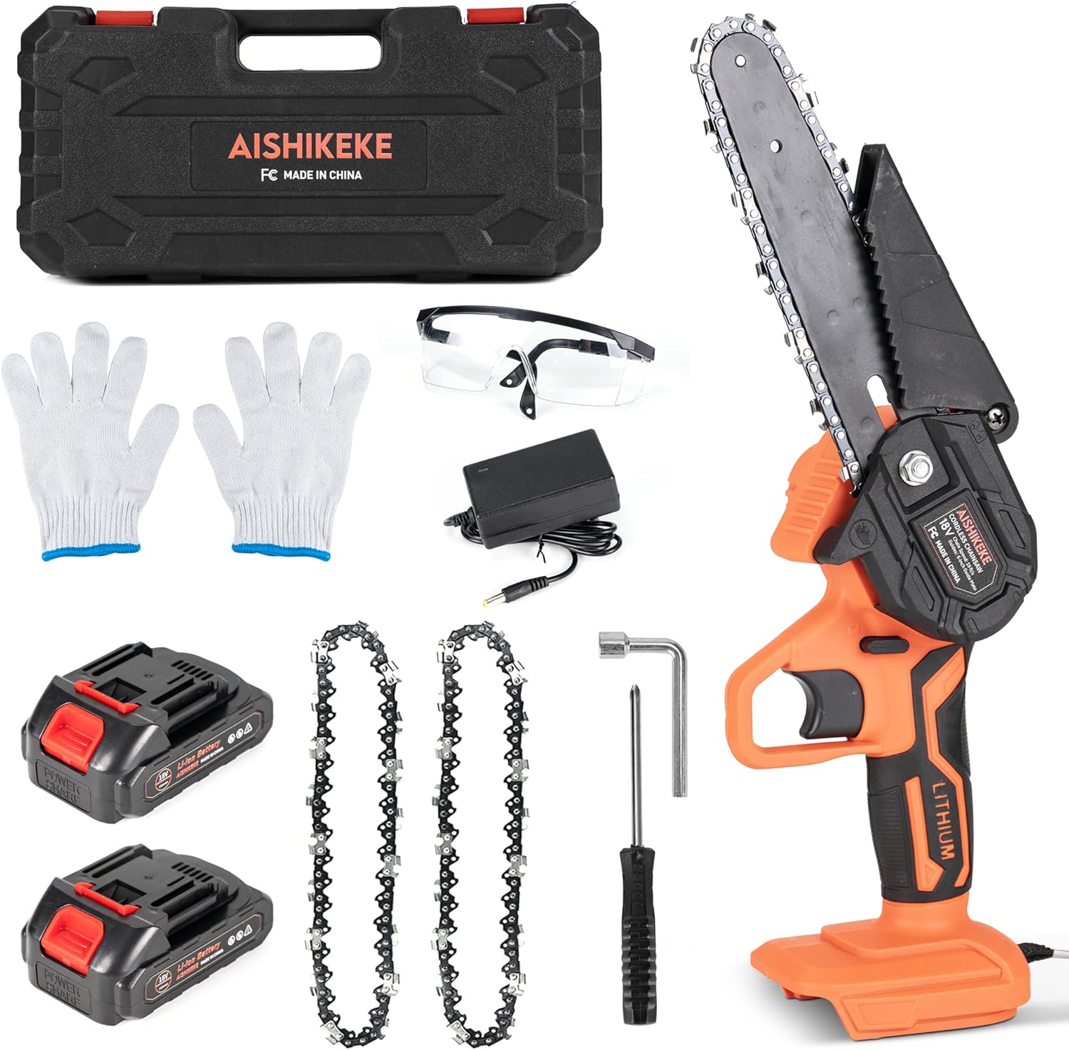 Mini Chainsaw 6 Inch Cordless Pruning Saw with 2 Rechargeable Battery H524275
