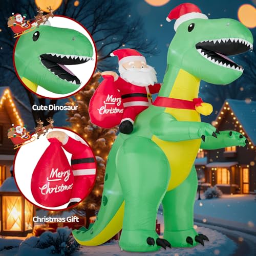 8FT Christmas Inflatables Santa Claus with Christmas Tree, Built-in LED Lights A300559