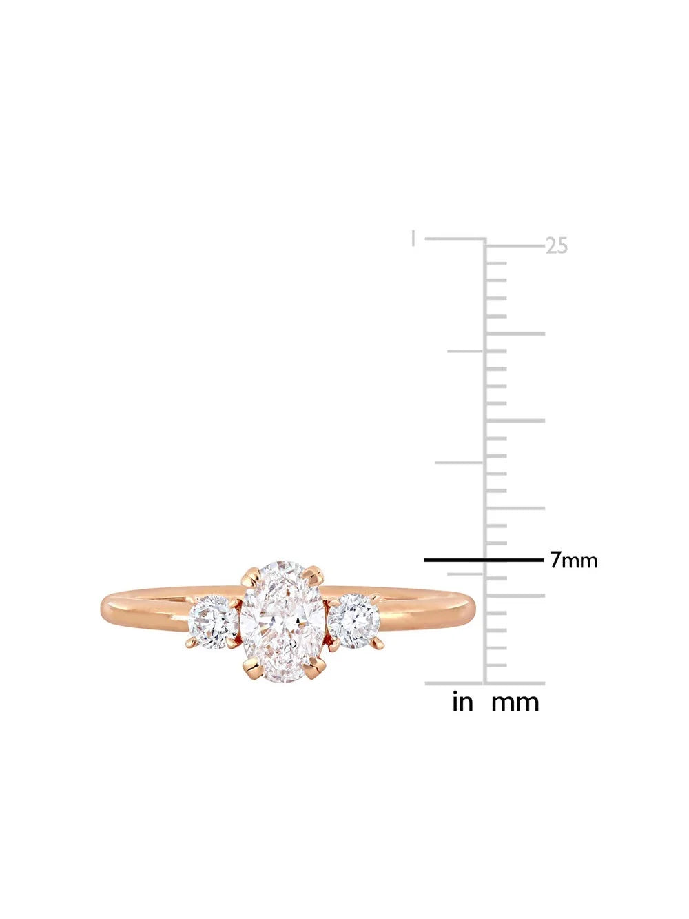 14K Rose Gold Three-Stone Diamond Engagement Ring G5106