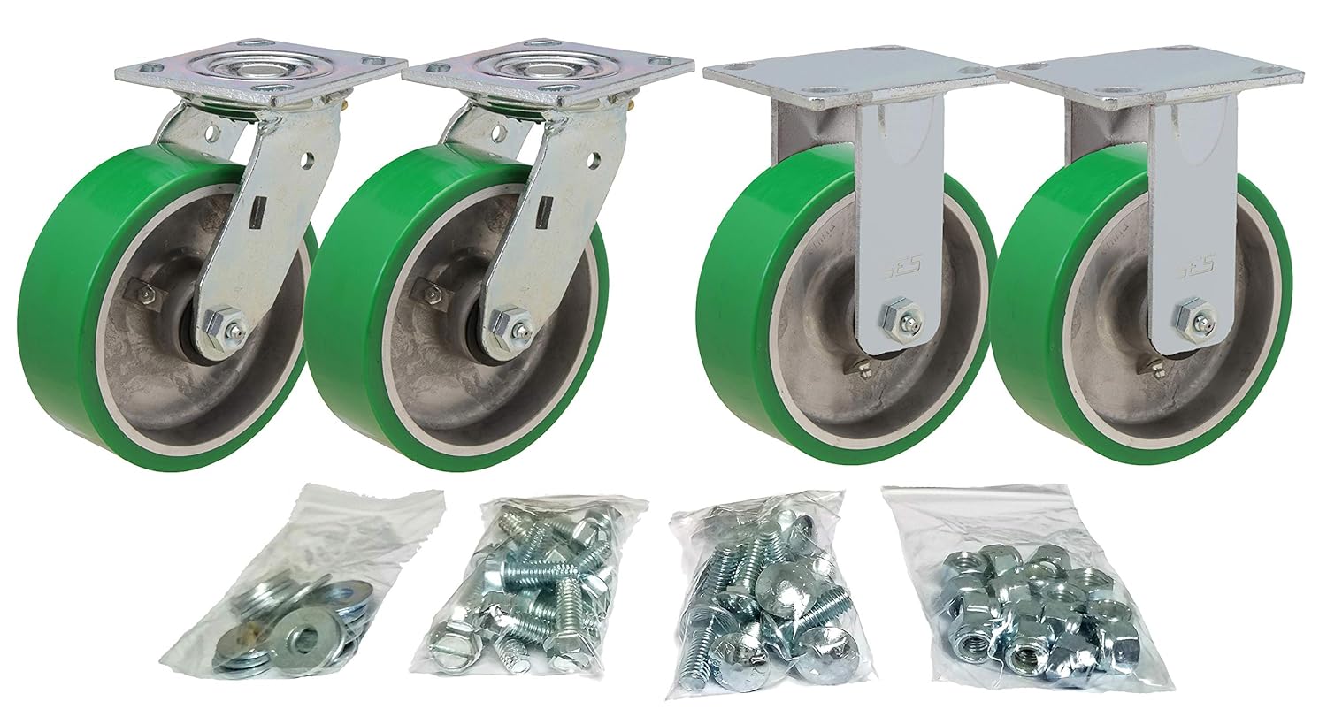 5x2 Polyurethane on Aluminum Caster Set with Mounting Hardware V12169