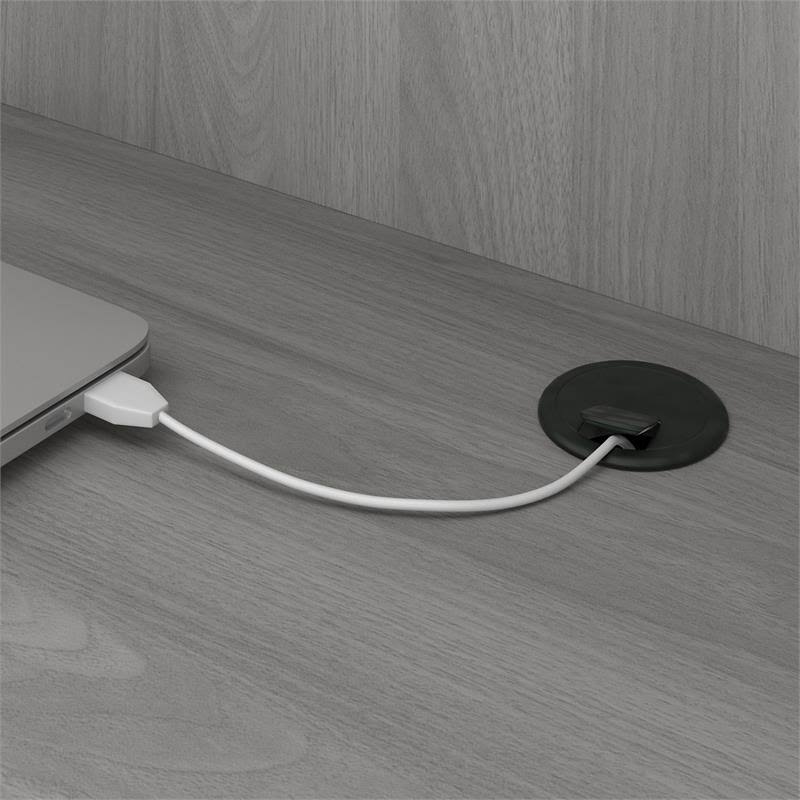 Small Computer Desk with Hutch and Keyboard Tray, 48W, Gray Y974