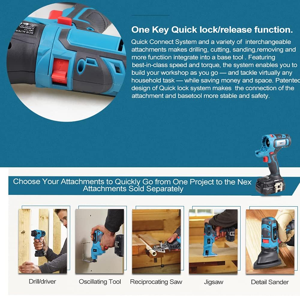 20V MAX Power Tool Combo Kit with Case, 4-Tool Attachments Drill, Reciprocating Saw, Oscillating Tool, Sander P66236