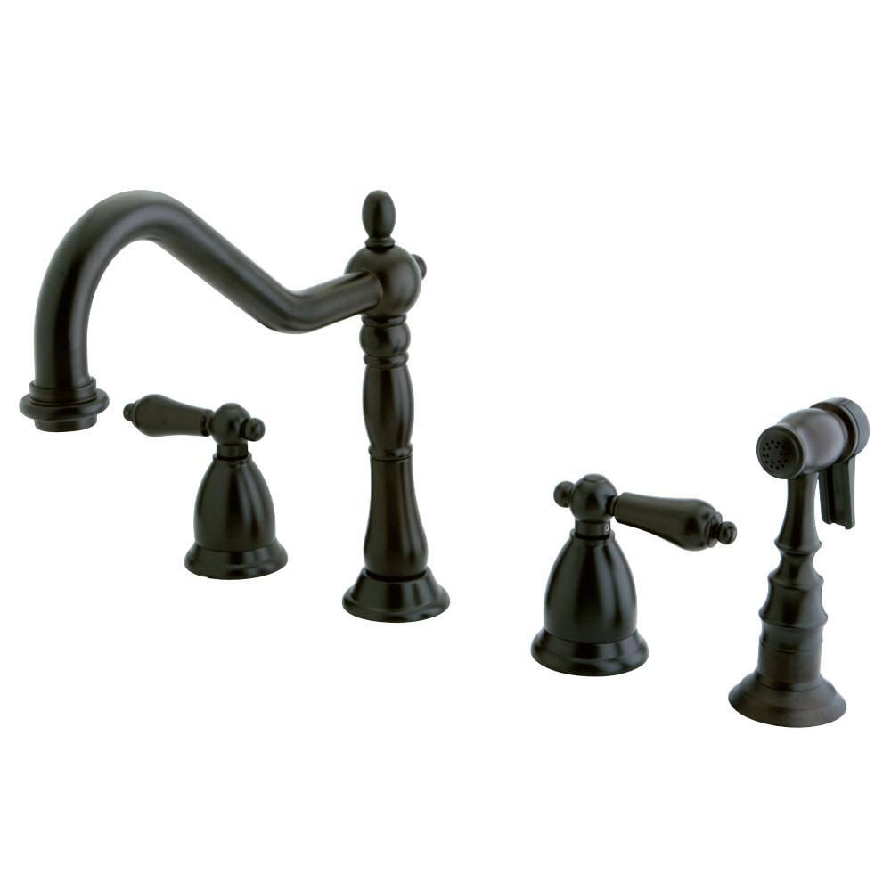 Polished Chrome Double Handle Widespread Kitchen Faucet with Brass Sprayer U863