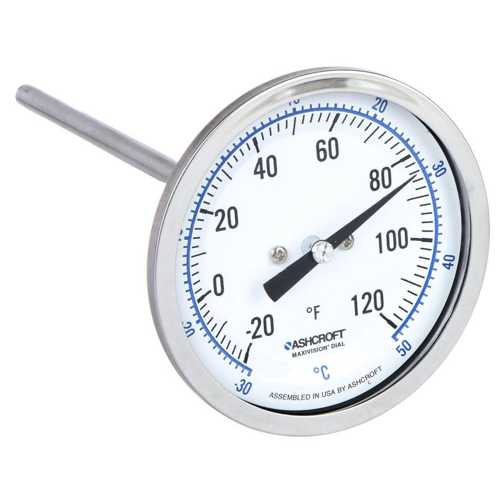 Dial Thermometer, Bi-Metallic, Back Conn. E3589