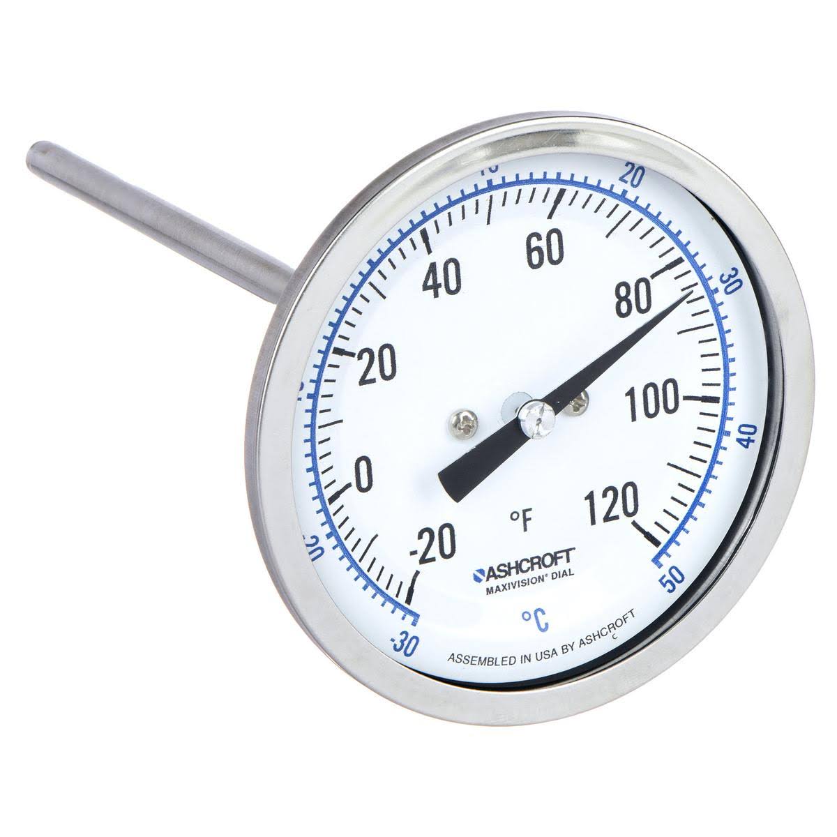 Dial Thermometer, Bi-Metallic, Back Conn. E3589