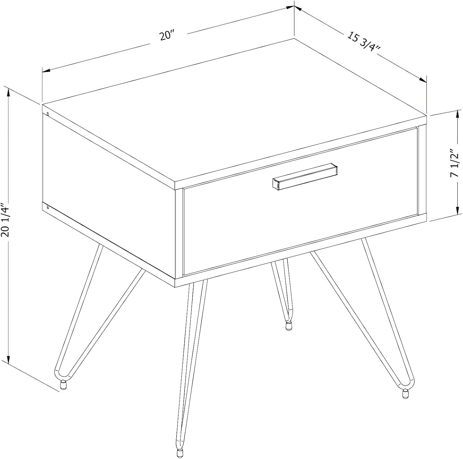 Pure White Scandinavian Nightstand V2683