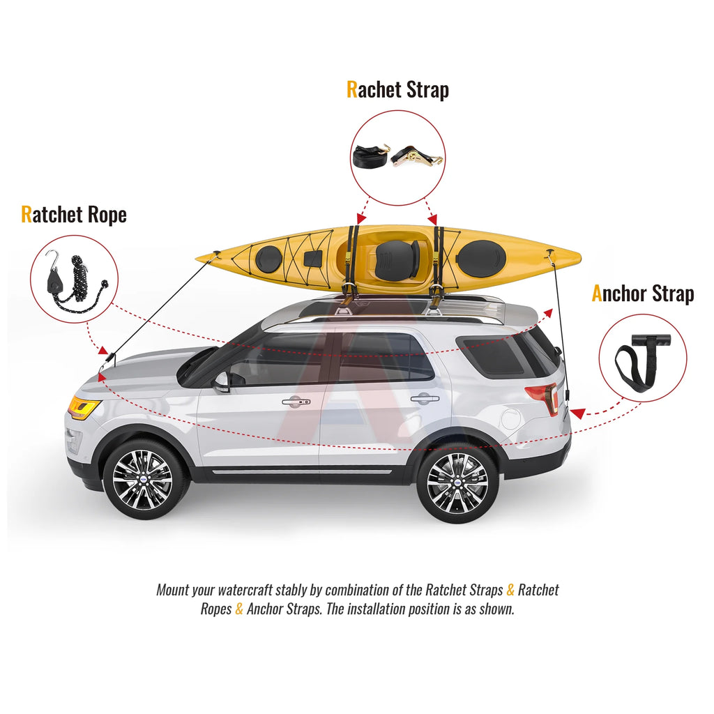 Folding Kayak Roof Rack for Canoe, SUP, Surfboard and Ski Board U54457