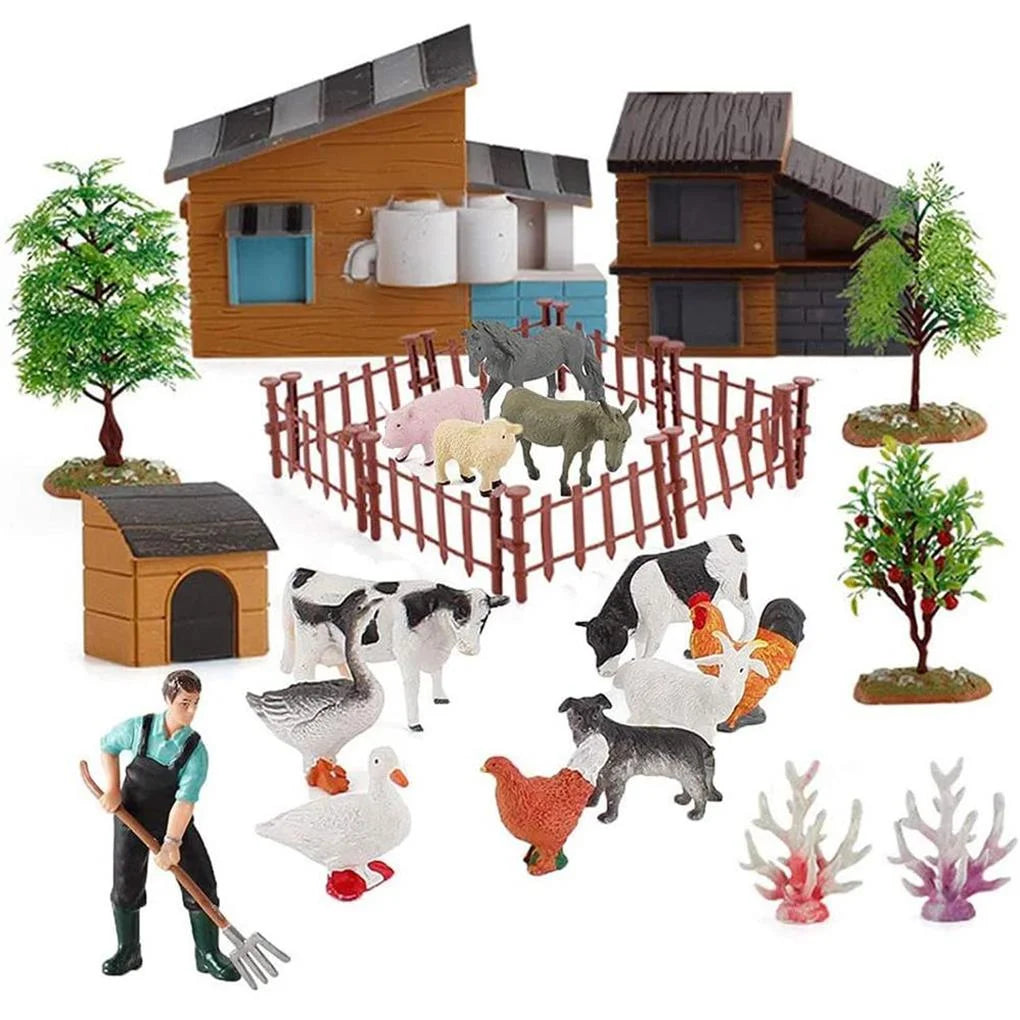 12Pcs Simulation Farm Animals Figurines E813