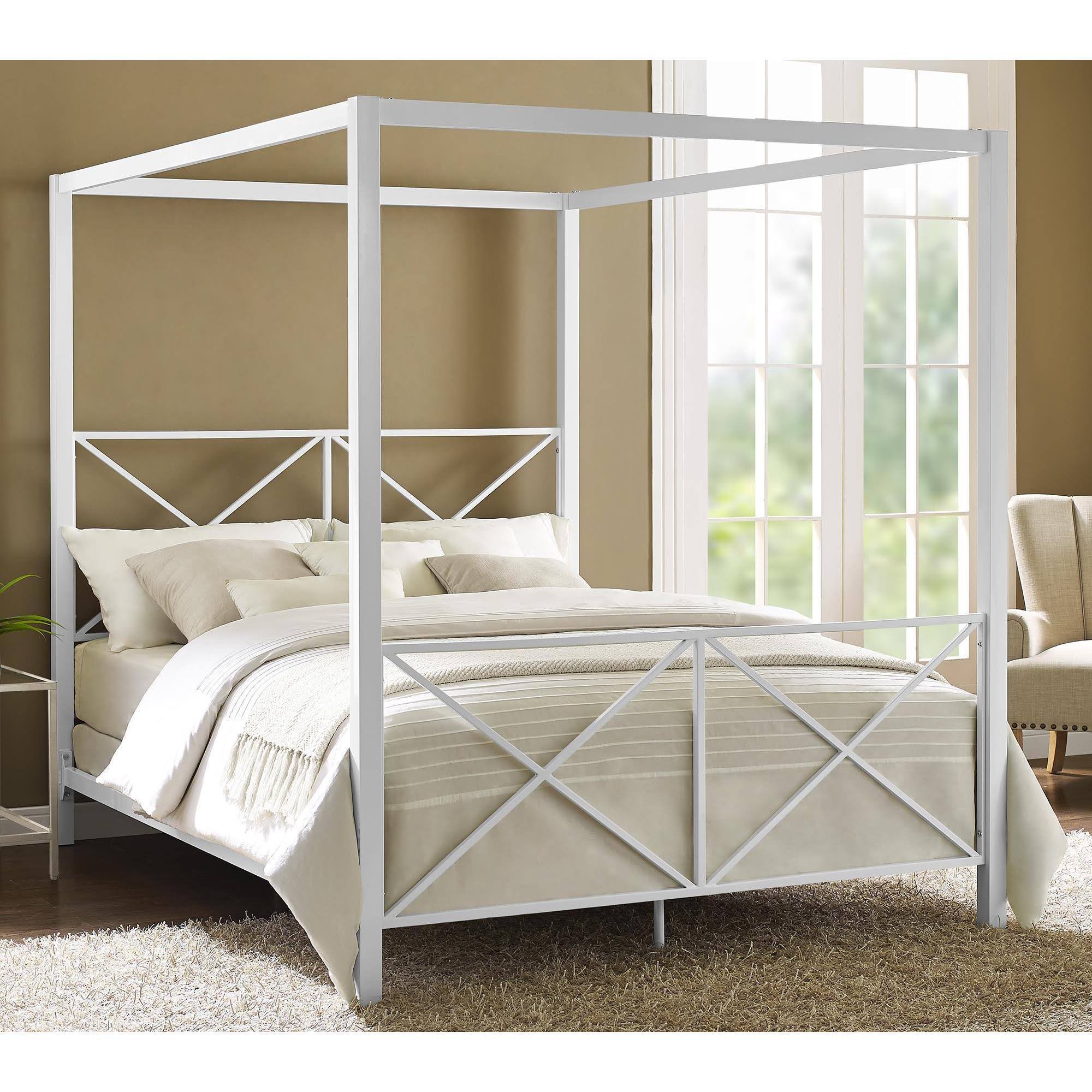 White Metal Canopy Bed Full N5715