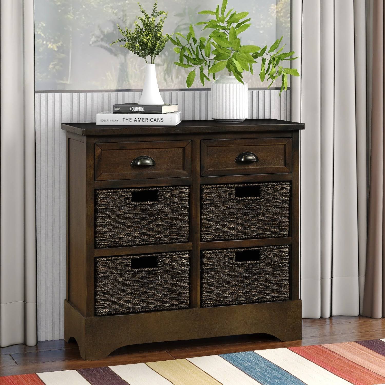 Rustic Storage Cabinet with Baskets M247027