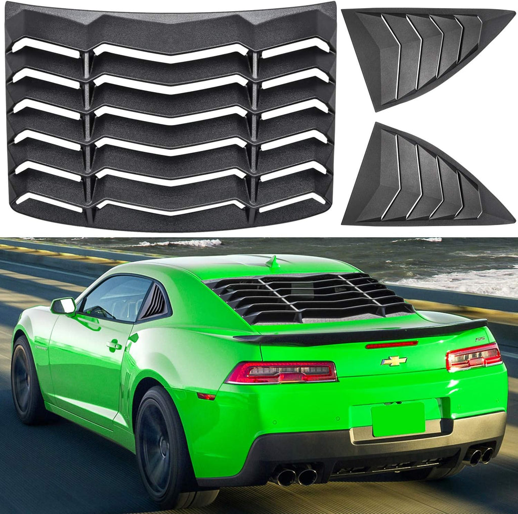 Matte Black Rear Side Window Louvers Sun Shade Cover for Camaro 2010 2011 2012 2013 2014 2015 M7867