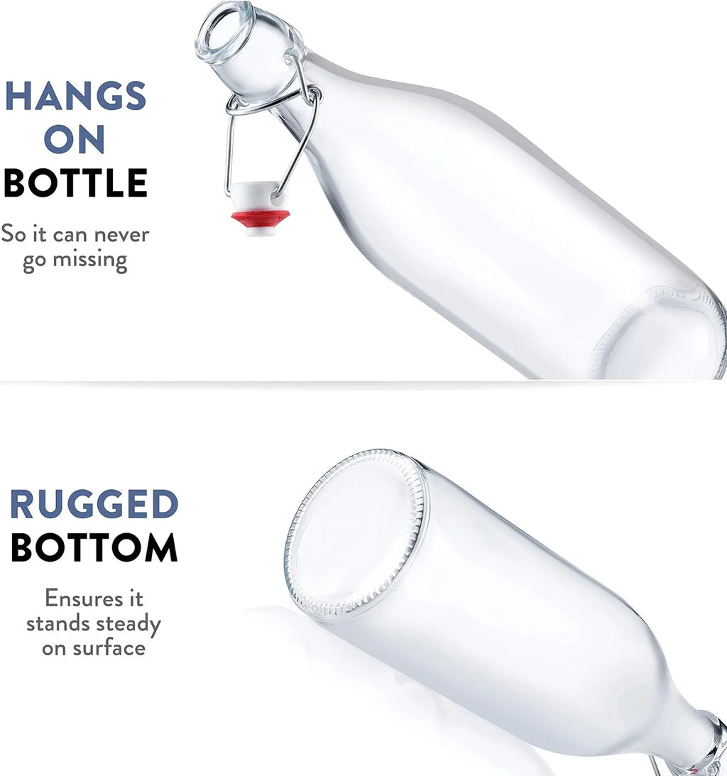 Clear Glass Swing Top Bottles 6 Pack 1 Liter I508