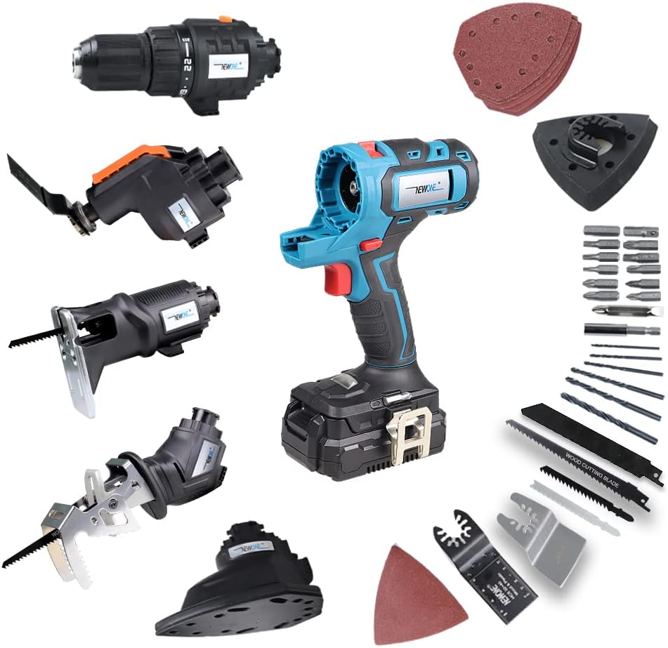 20V MAX Power Tool Combo Kit with Case, 4-Tool Attachments Drill, Reciprocating Saw, Oscillating Tool, Sander P66236