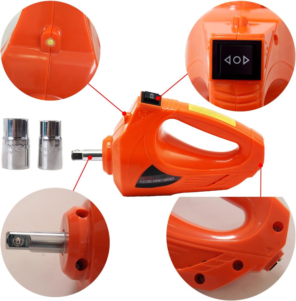 12V DC Electric Hydraulic Floor Jack and Tire Inflator Pump and LED Flashlight 3 in 1 Set with Electric Impact Wrench Car Repair Tool Kit L674801