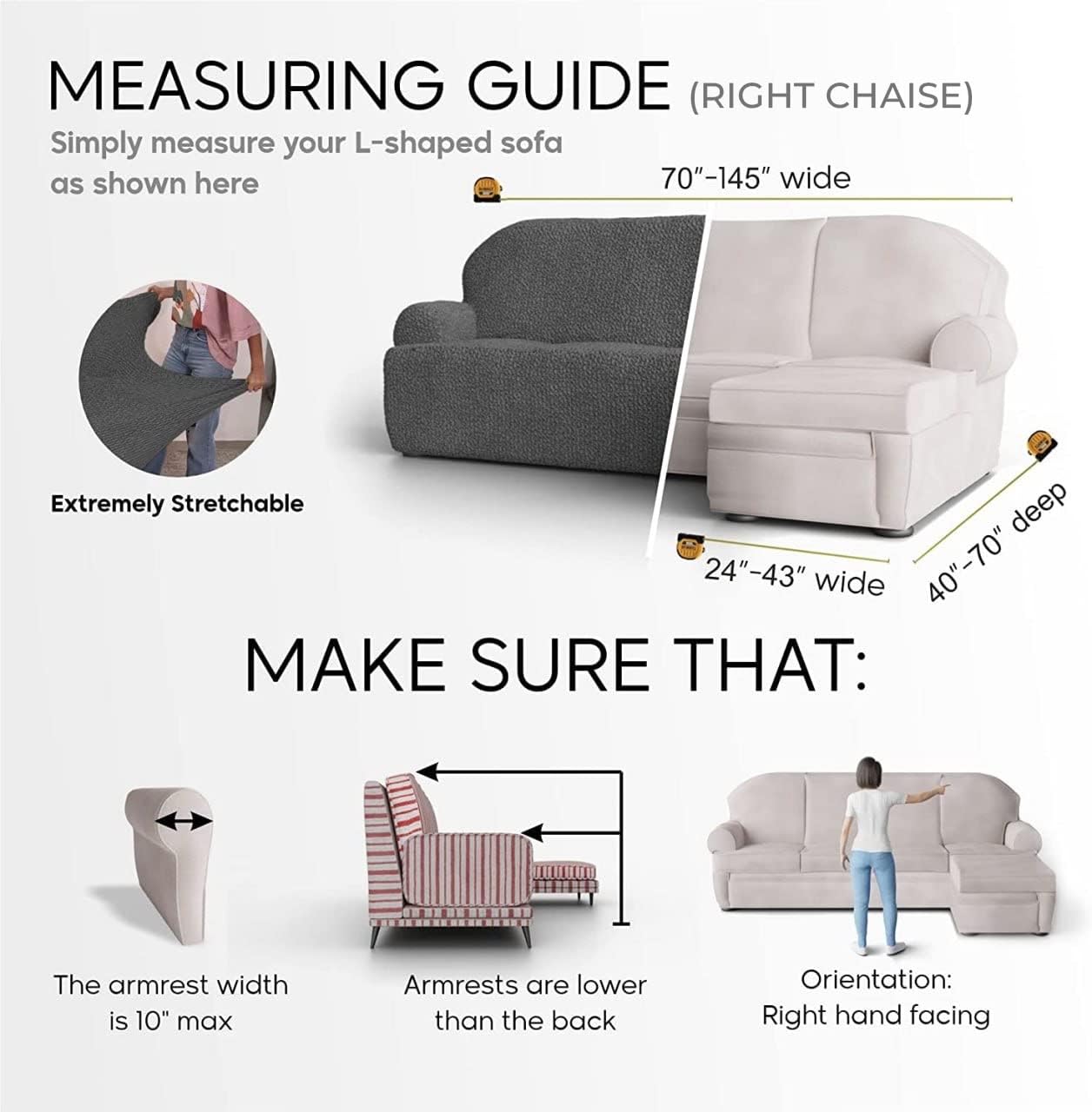 Blue Right-Facing Chaise Sectional Sofa Slipcover W893211