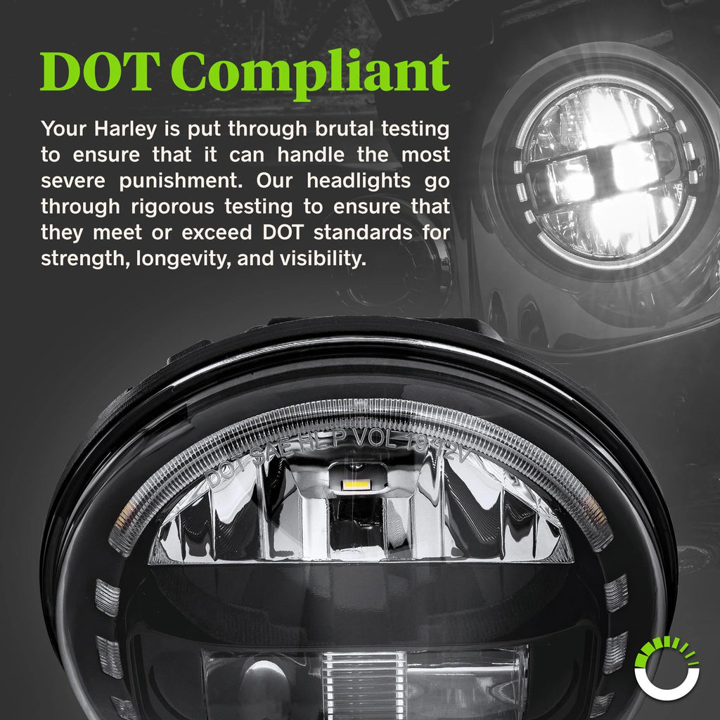 Black 7" HALO DRL LED Headlight O41929
