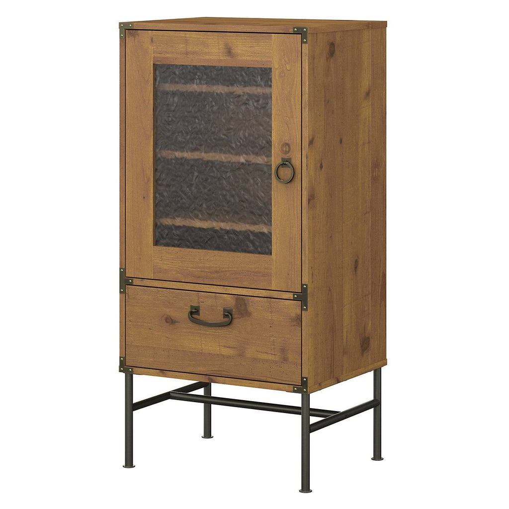 Vintage Golden Pine Audio Storage Cabinet Q93877