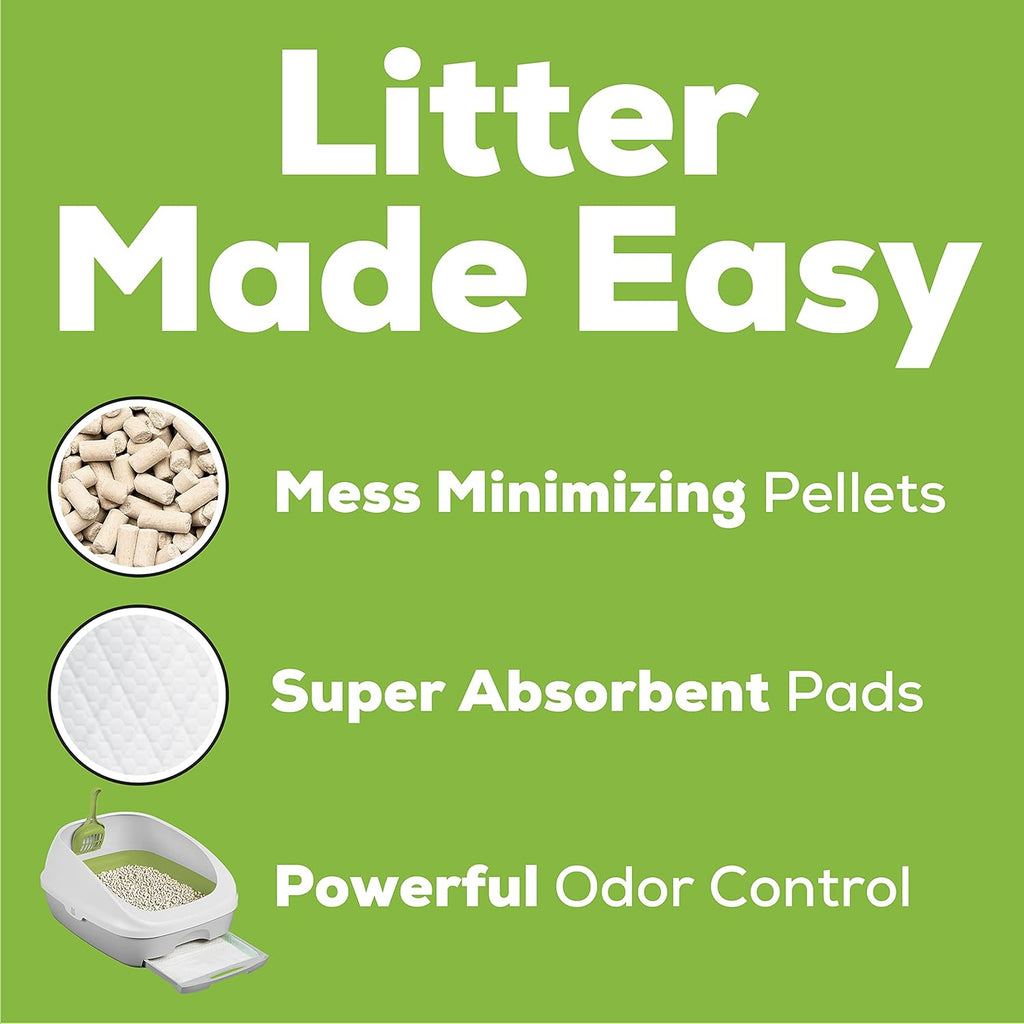 Hooded Litter Box System Starter Kit with Litter Pellets & Pads Pack of 2 O642