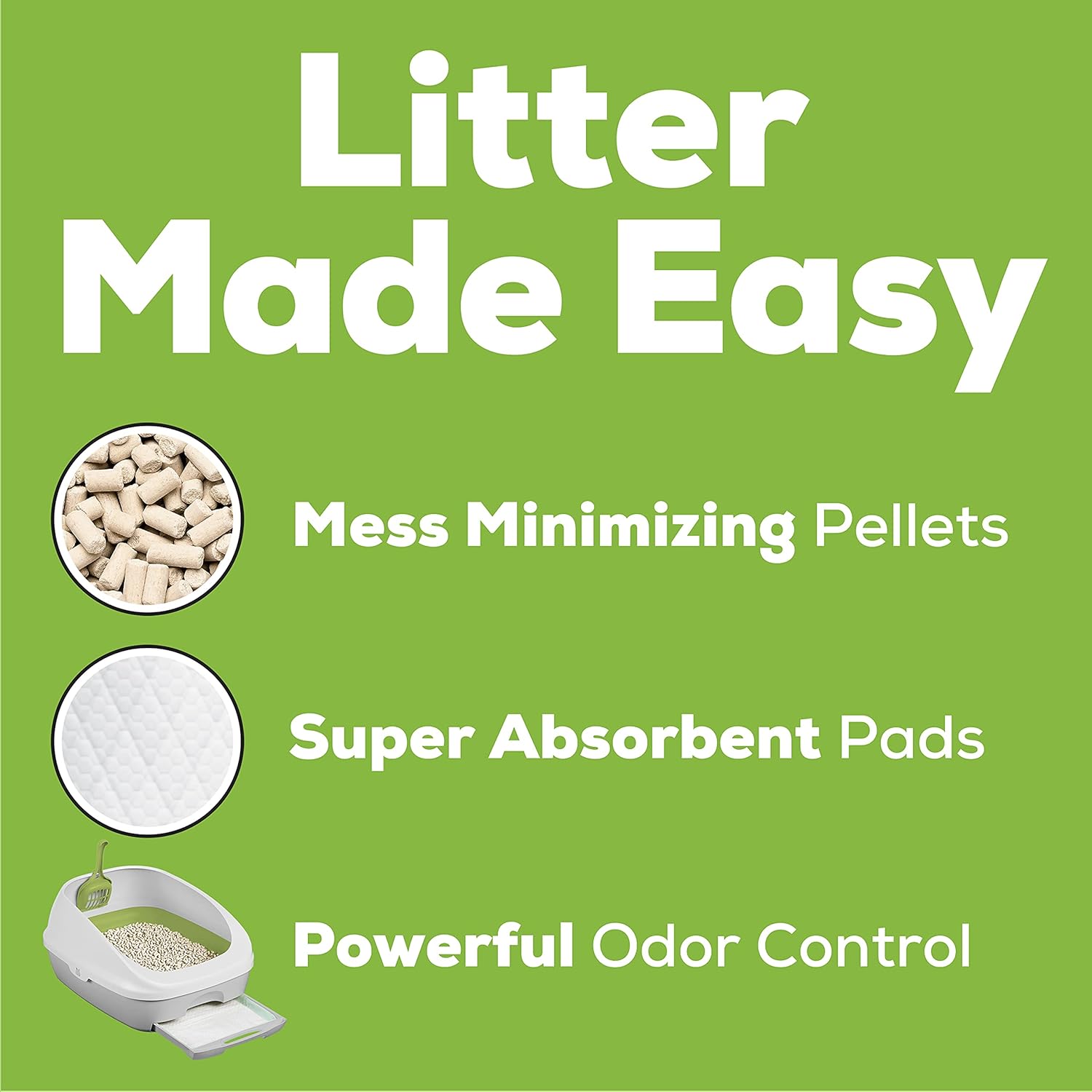 Hooded Litter Box System Starter Kit with Litter Pellets & Pads Pack of 2 O642