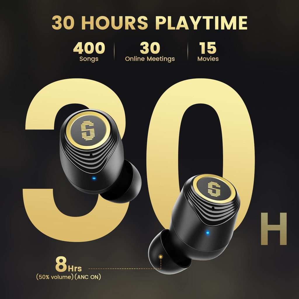 Hybrid Active Noise Cancelling Earbuds, Wireless Bluetooth 5.2 Earphones with ANC Transparent Mode, 4 Mics, 30H Play Time, IPX5 Waterproof T923