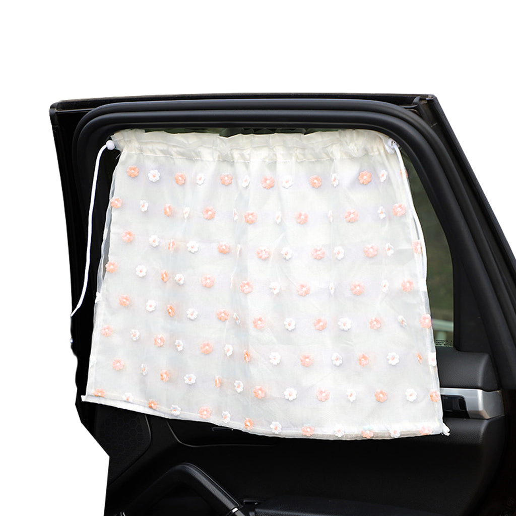 Car Window Curtains Sun Shade with UV Protection Sunshades Screen with Lace Trim N6039