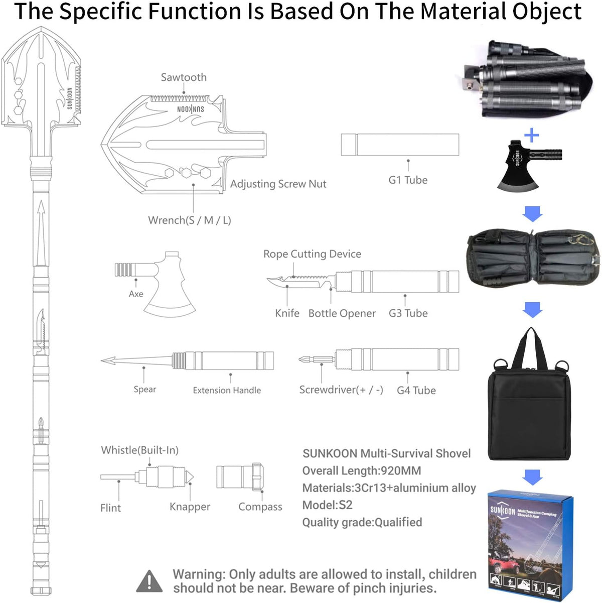 Camping Folding Shovel with High Carbon Steel Storage Pouch M769
