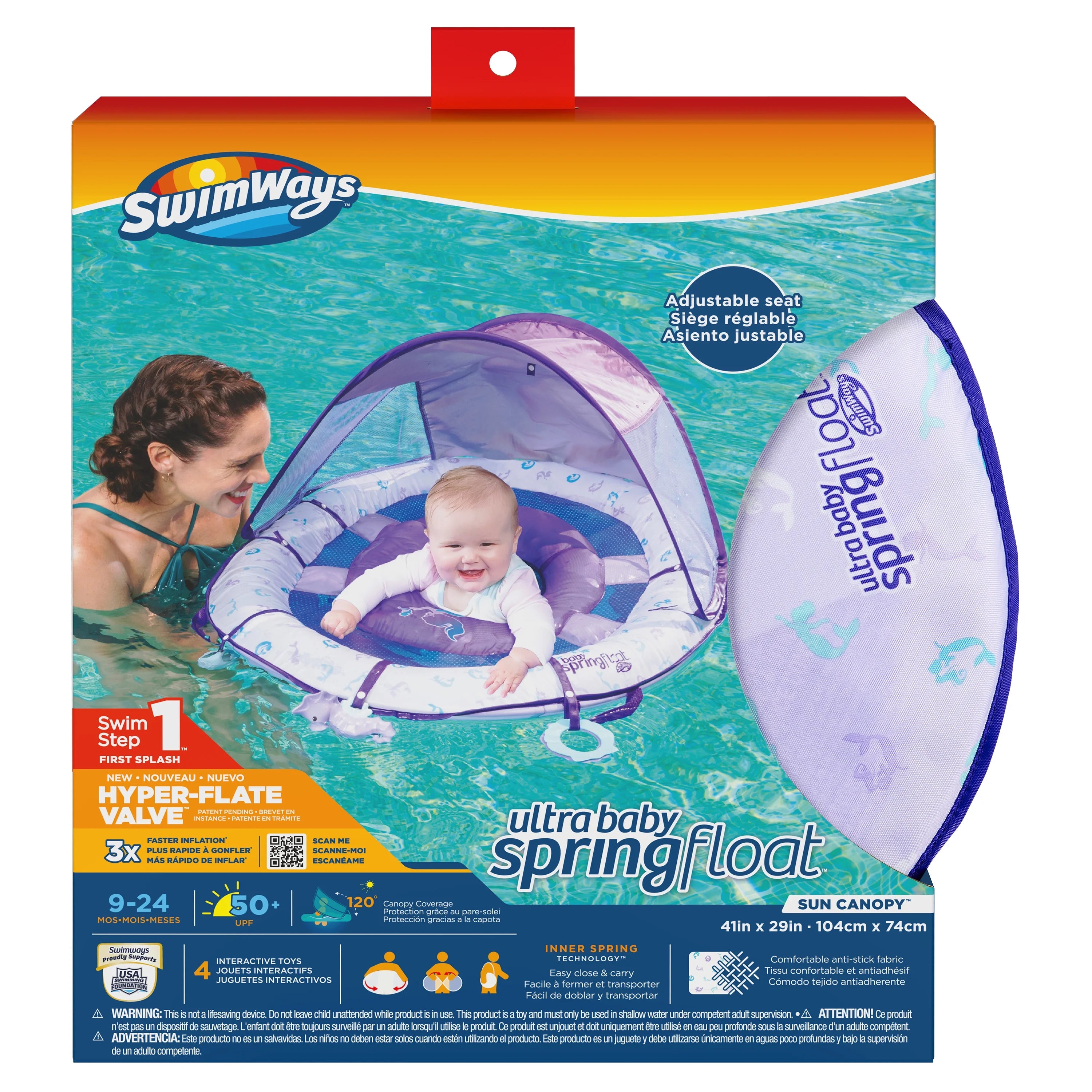 Inflatable Baby Pool Float with Sun Canopy B217533