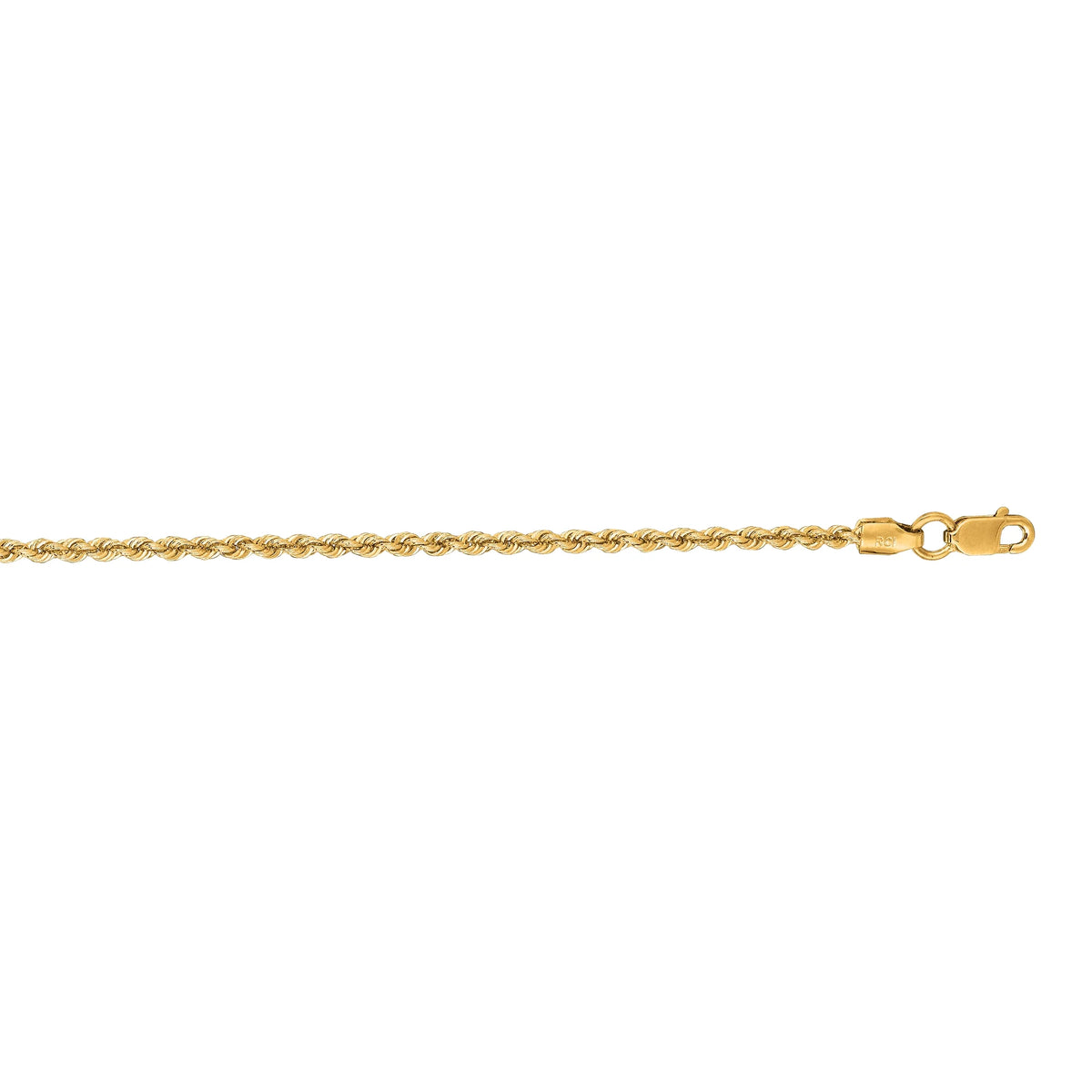14K Yellow Gold 20in 2mm Solid Rope Chain with Lobster Clasp D561