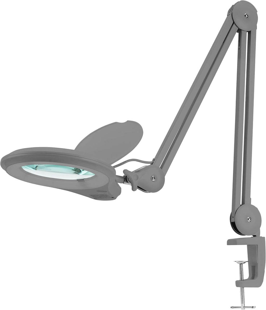Magnifying Lamp with Clamp, 5 Diopter, Dimmable, Silver O331