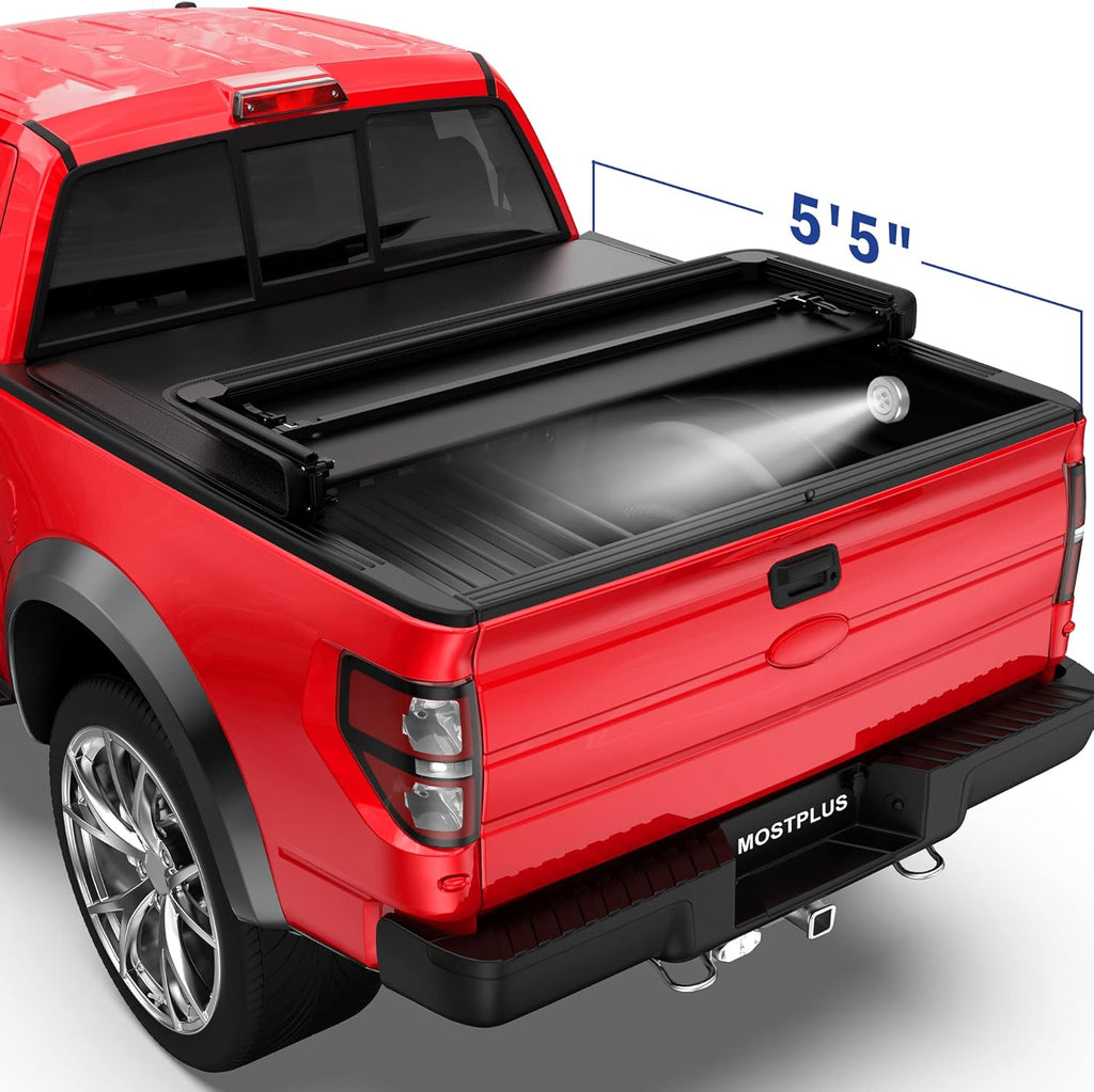 Quad Fold Soft Folding Truck Tonneau Cover for Ford F150 Styleside 5.5 FT W824151