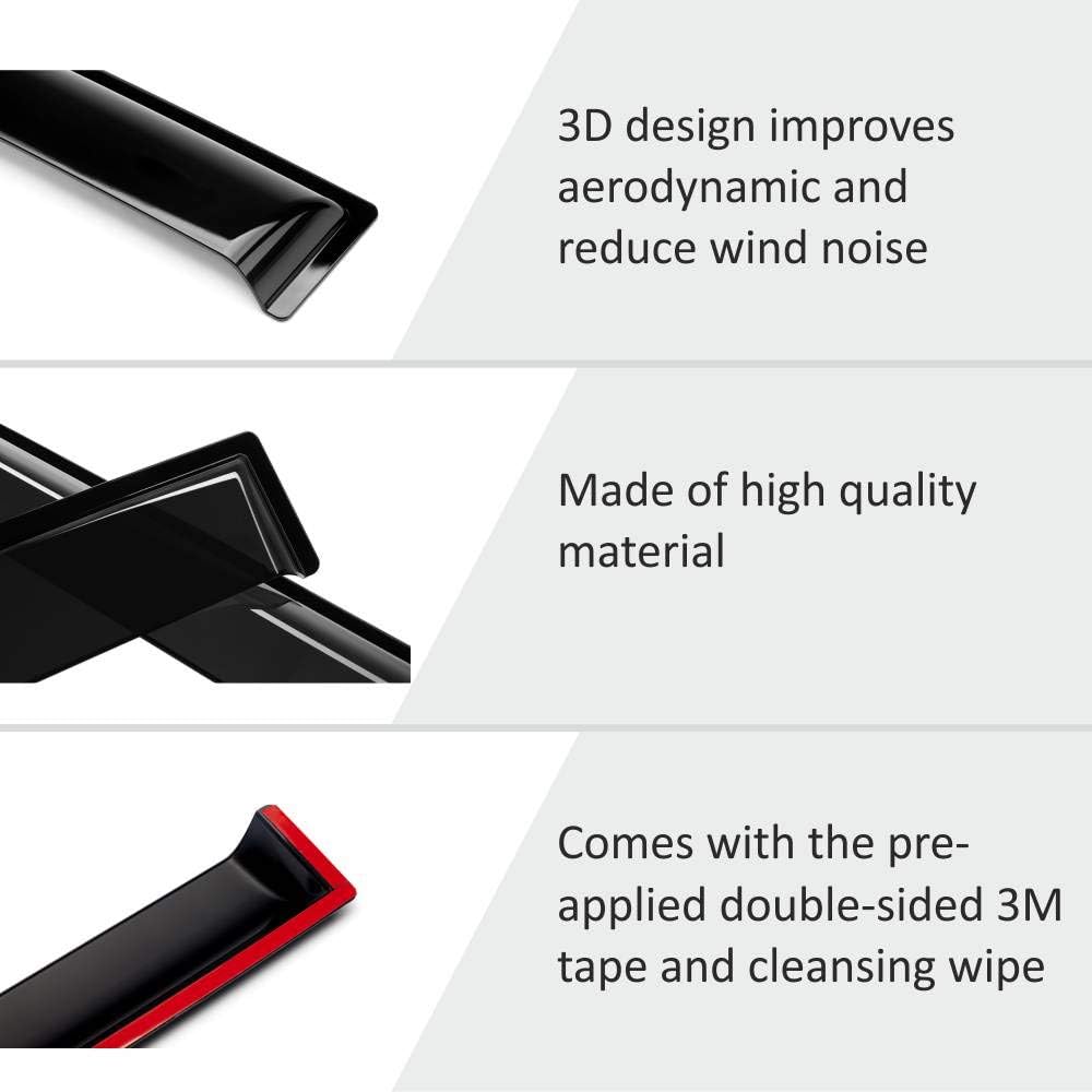 Glass Tape-on Rain Guards for Toyota Corolla Sedan, 4 Pieces Y88155