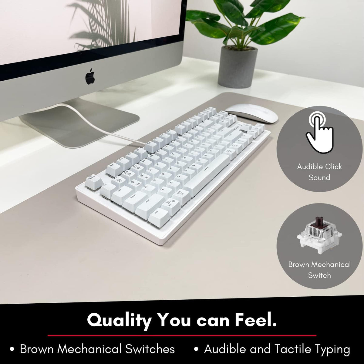 TKL USB Wired Mechanical Keyboard with Brown Switches G798836