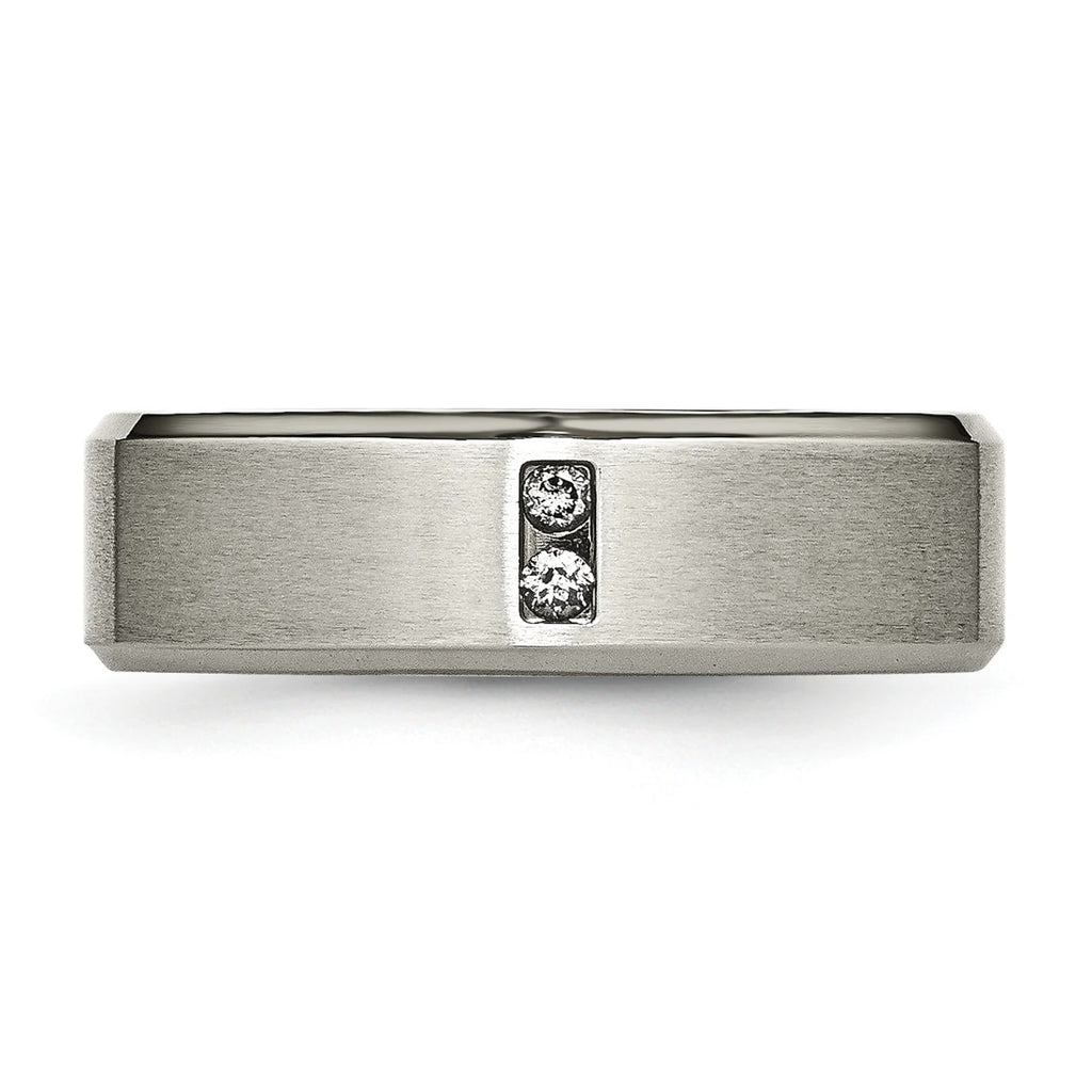 Titanium Satin & Polished with Diamonds 7mm Band E77178