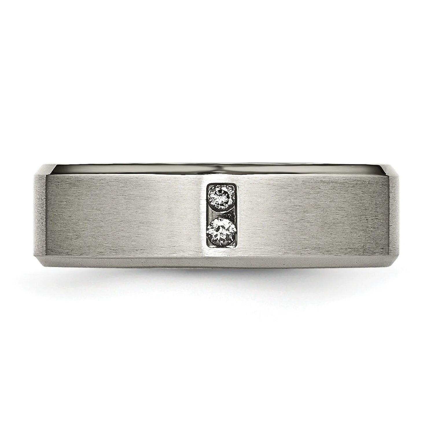 Titanium Satin & Polished with Diamonds 7mm Band E77178