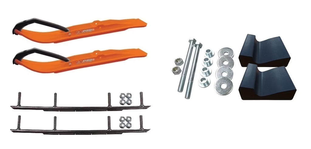 Orange XT Snowmobile Skis with 10" Round Bars Complete Kit Y358865