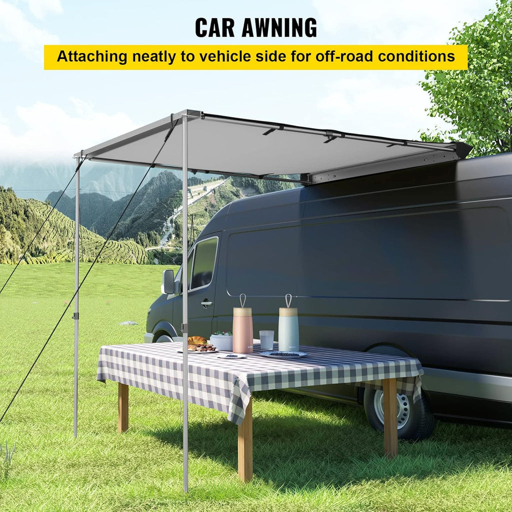 Grey Pull-Out Retractable Vehicle Awning with Carry Bag Y811