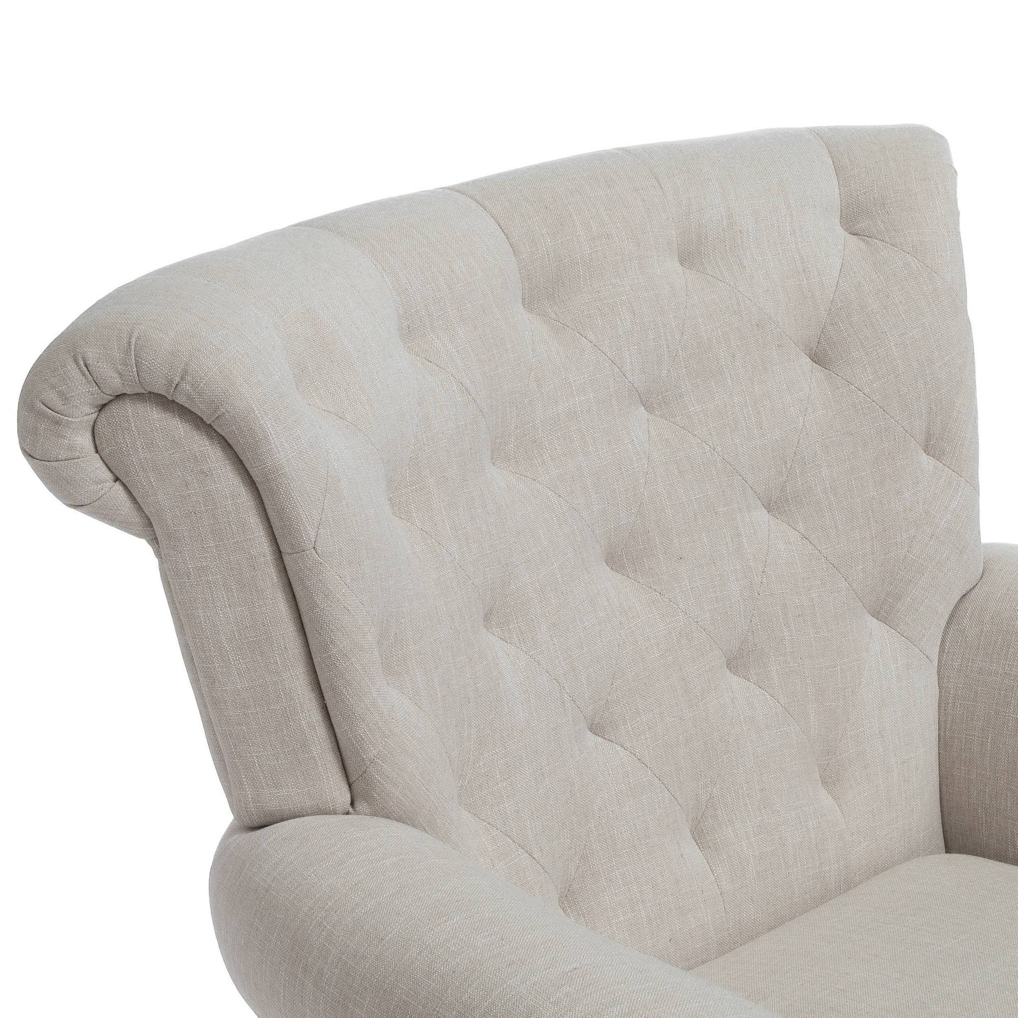 Light Beige Tufted Fabric Club Chair M257997