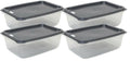 Set of 4 Plastic Food Storage Containers with Grey Lid I89084
