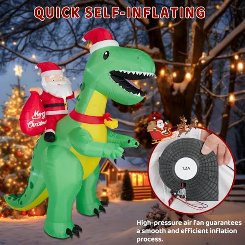 8FT Christmas Inflatables Santa Claus with Christmas Tree, Built-in LED Lights A300559