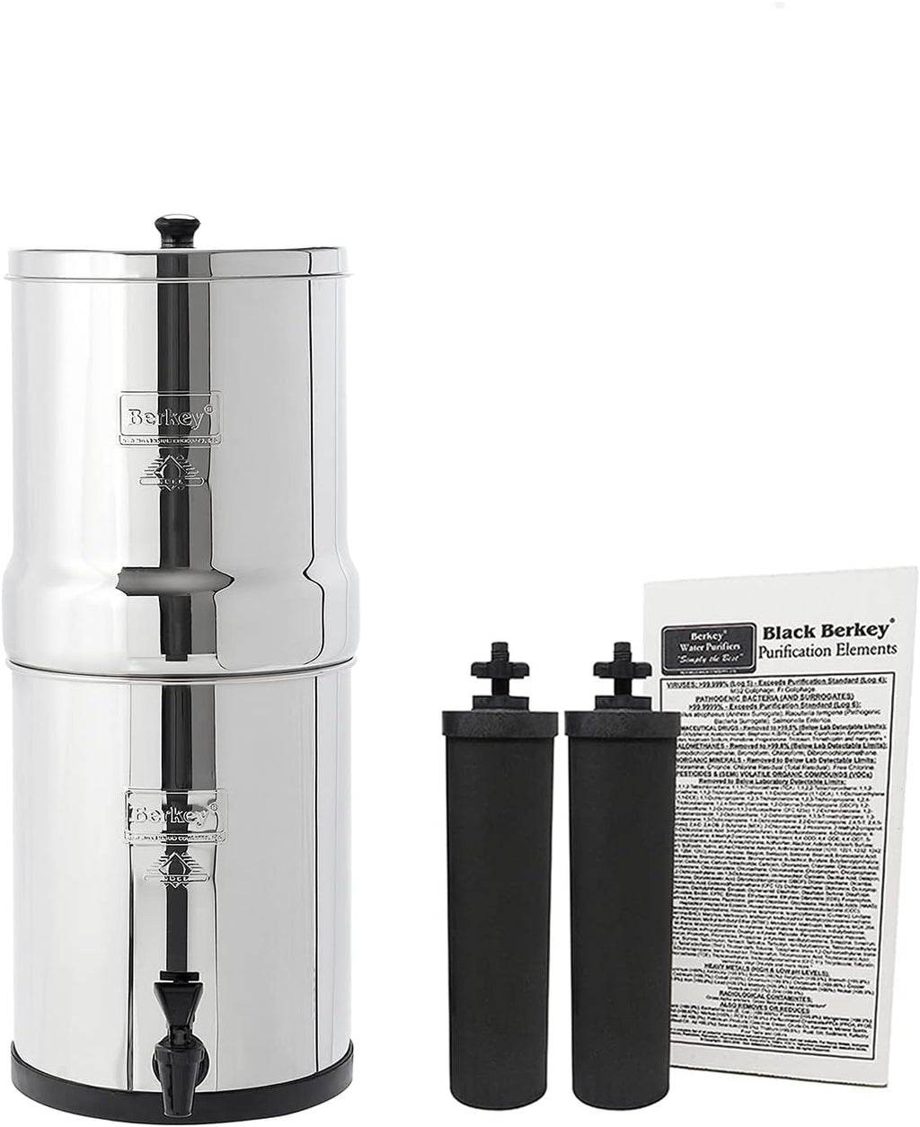Gravity-Fed Water Filter with 2 Black Berkey Purification Elements B6190