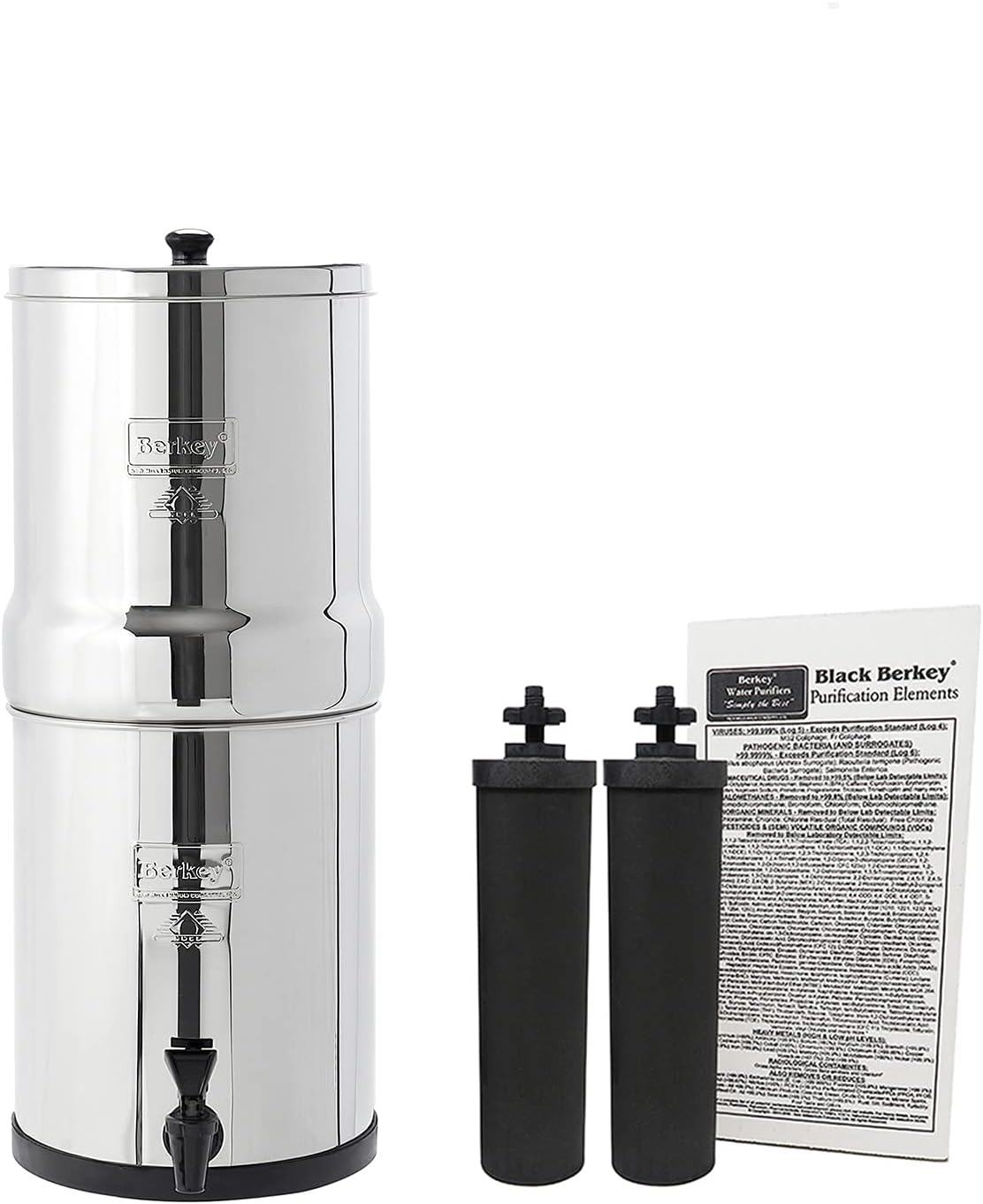 Gravity-Fed Water Filter with 2 Black Berkey Purification Elements B6190