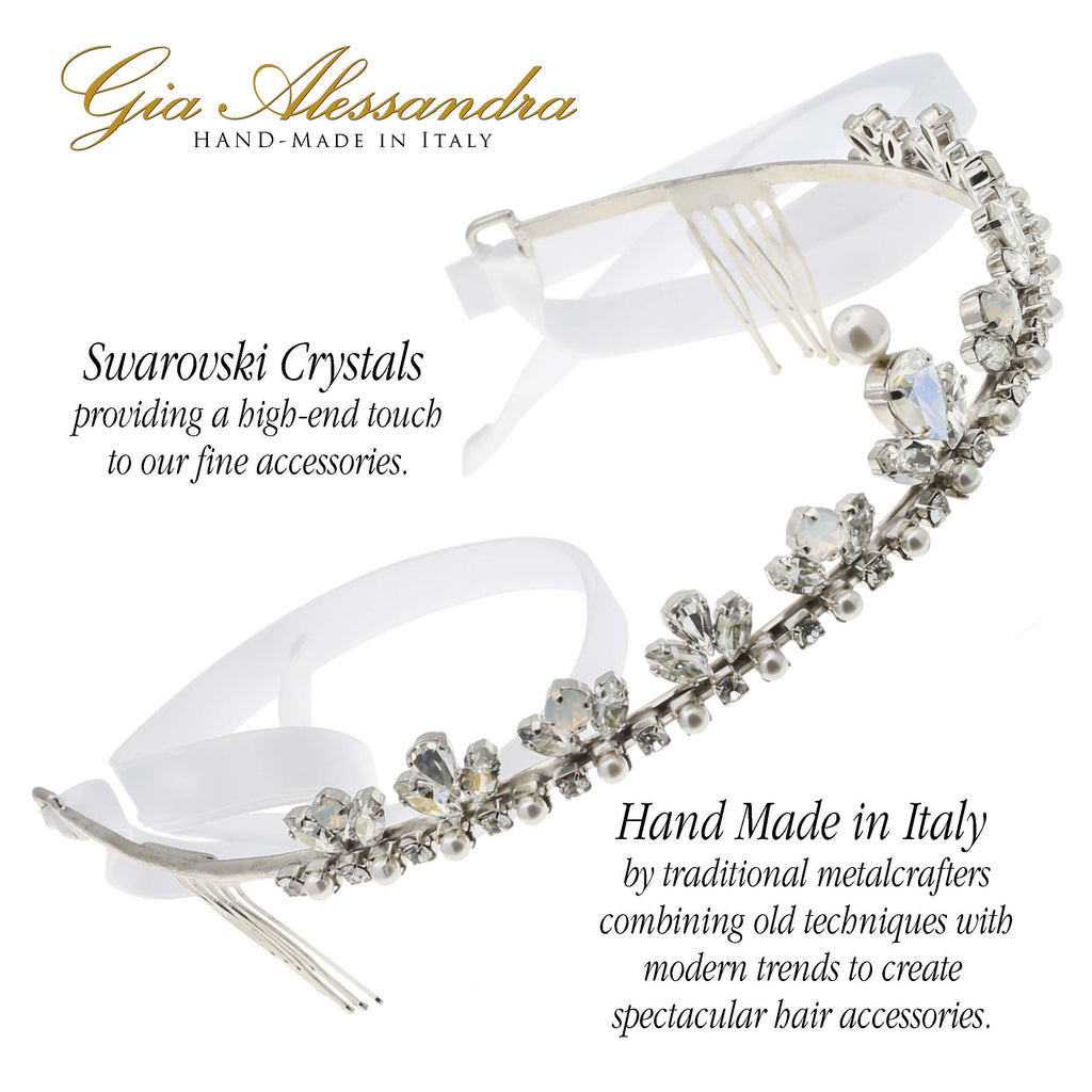 Silver Wedding Bridal Tiara With Swarovski Crystals D573781