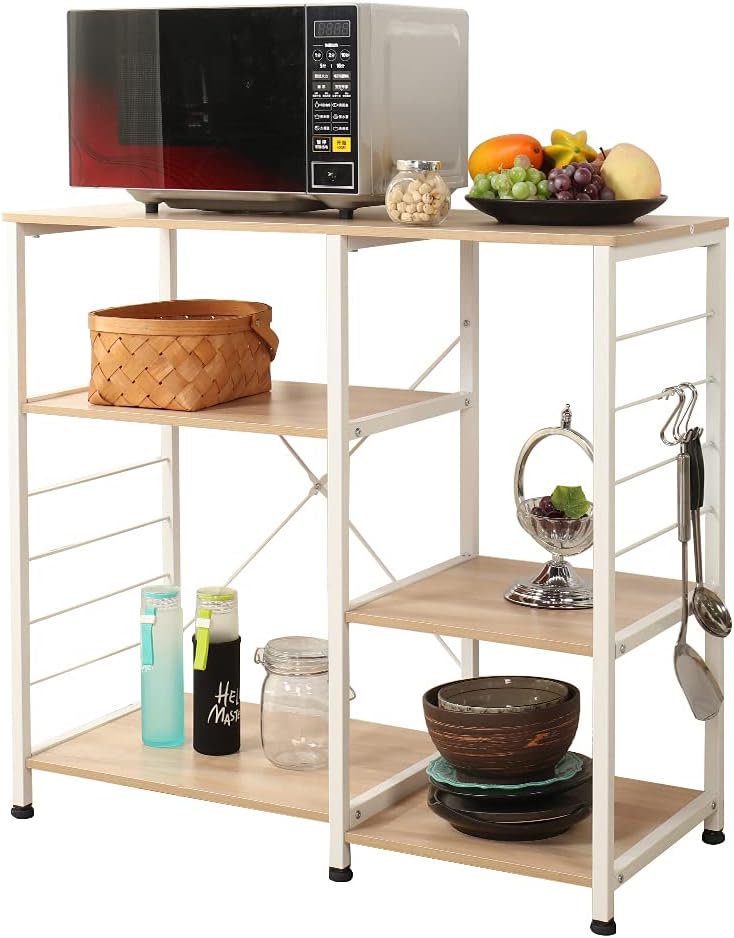 Rustic Brown Kitchen Baker's Rack Storage Cart Workstation Shelf Coffee Cart O368280