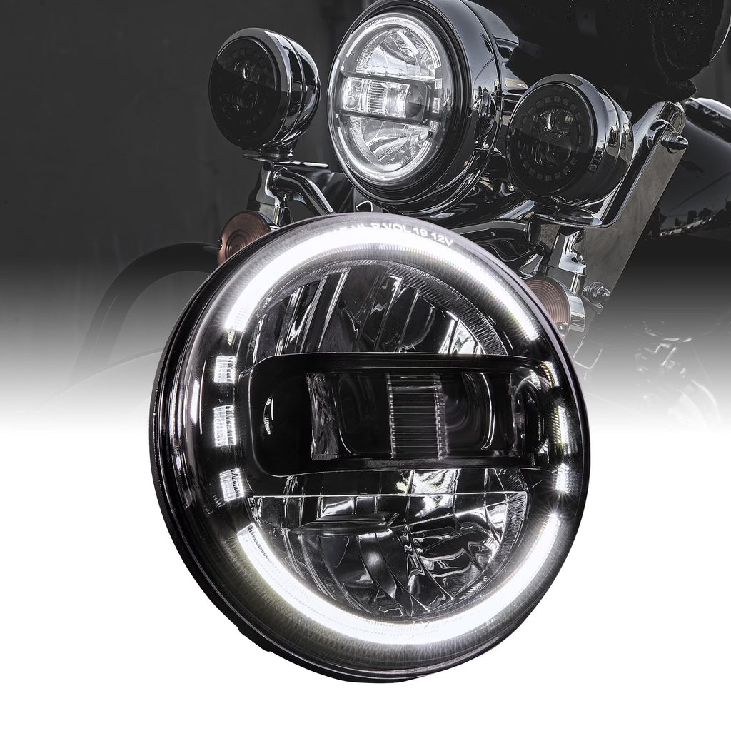 Black 7" HALO DRL LED Headlight O41929