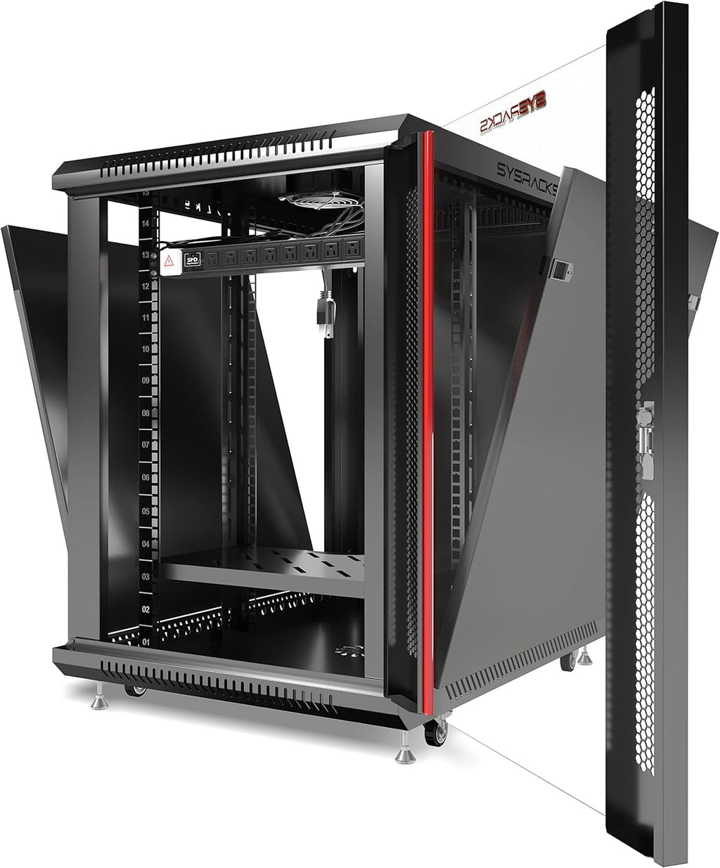 15U Server Rack Cabinet Locking Data Enclosure 35 Inch Deep Half Rack on Wheels P678085