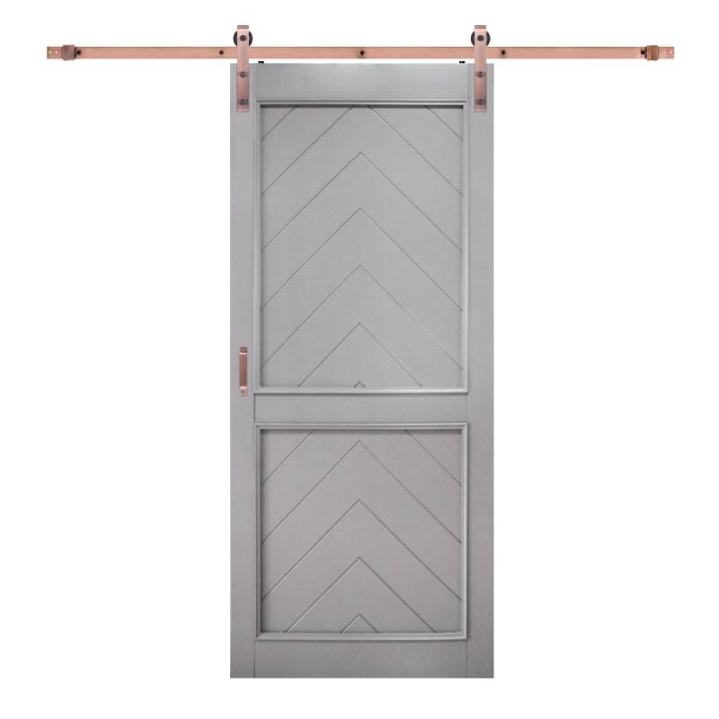 Barn Door with Bent Strap Hardware Matte Gray / Copper P218382