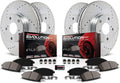 Front and Rear Carbon Fiber Brake Pads with Drilled & Slotted Brake Rotors Kit D938780