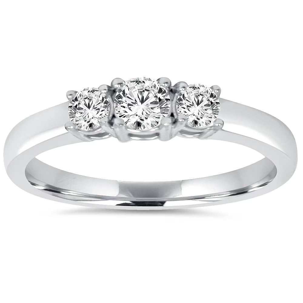 3/4CT Diamond 3 Stone Engagement Ring 14K White Gold N365859