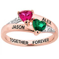 14K Rose Gold over Sterling Birthstone Heart Diamond Accent Ring B884