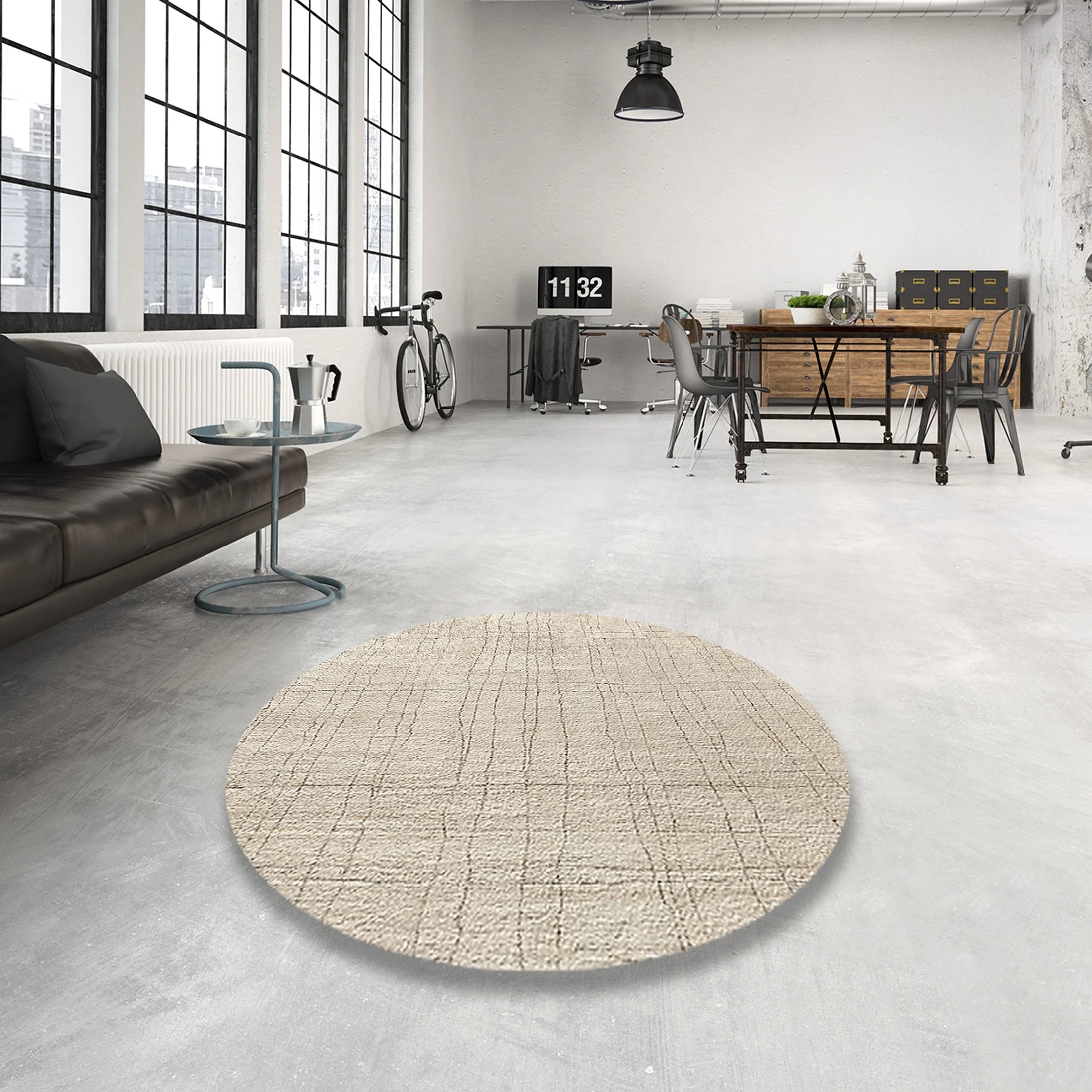 Wheat Beige Solid Rectangle Area Rug W130859